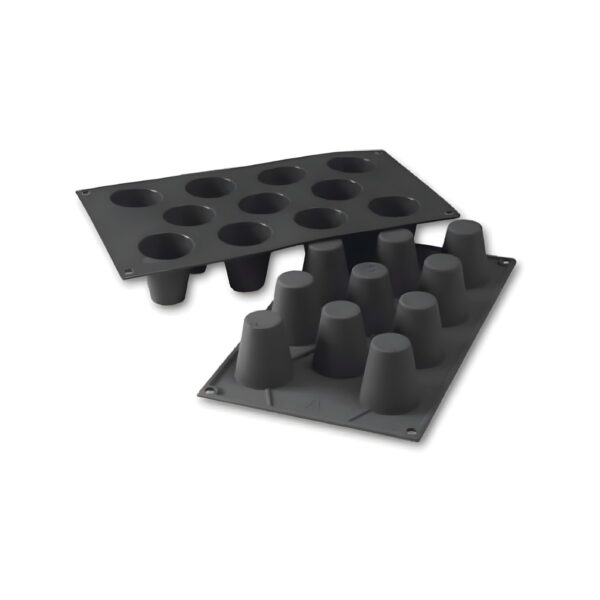 Black Martellato babà silicone mould with 11 cavities, 30x17.6 cm