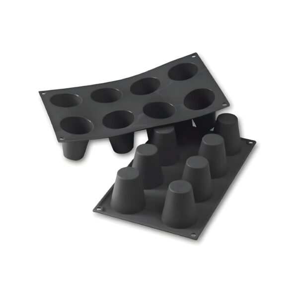Martellato black Babà silicone mold with 8 compartments, 30x17.6 cm
