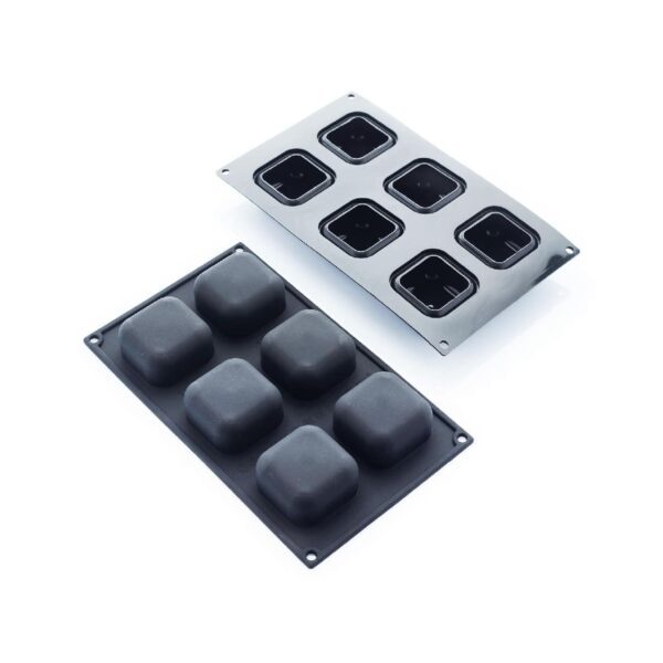 Μαύρη φόρμα σιλικόνης Martellato Box με 6 θέσεις, 30x17,6 εκ.