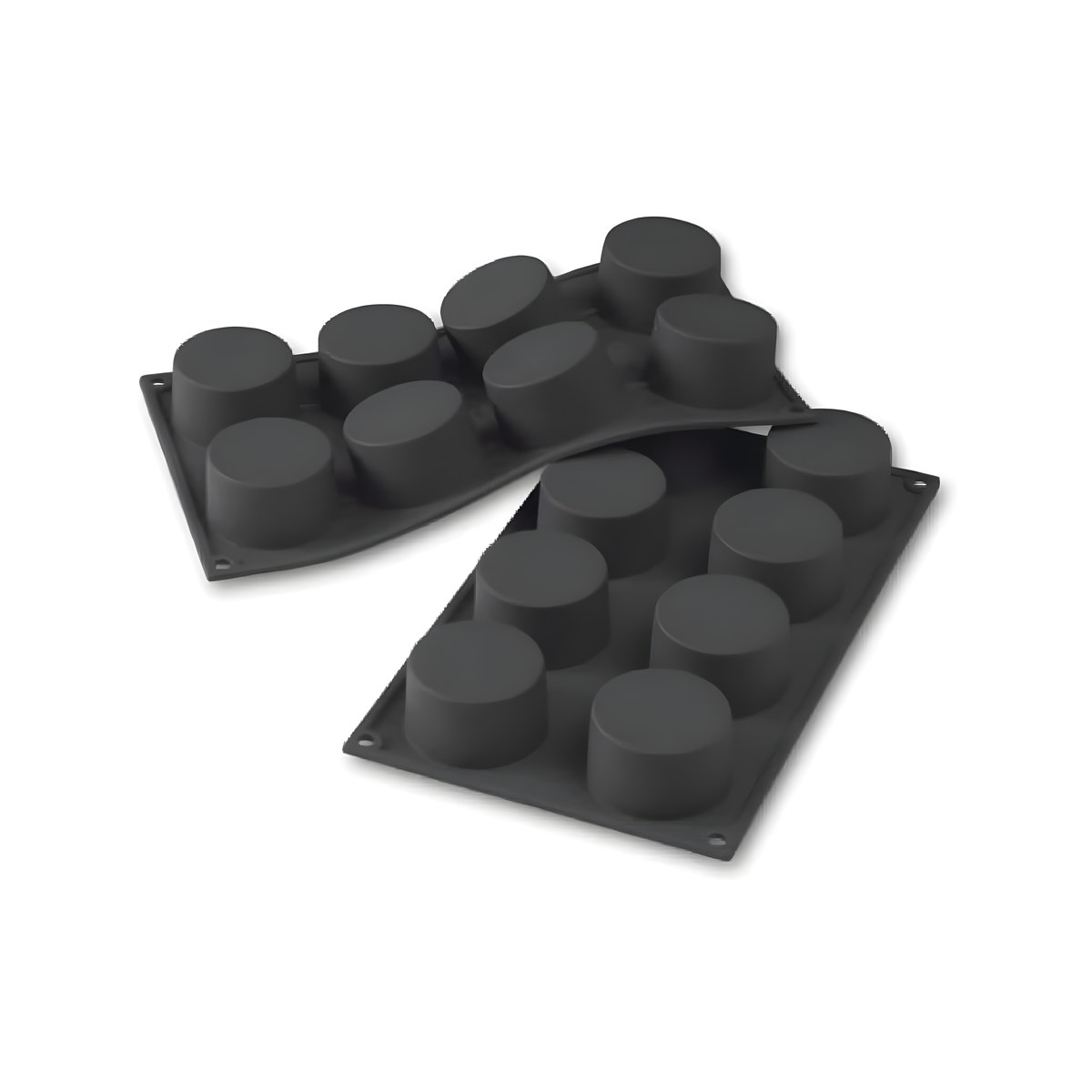 Silicone Mold 30x17.6cm Cylinder Black 8 Compartments ø6x3.5cm Martellato black cylindrical silicone mold with 8 compartments, 30x17.6 cm