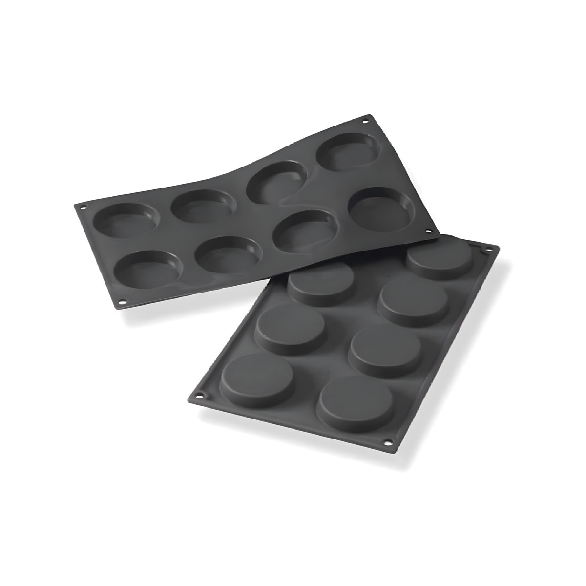 Silicone Mold 30x17.6cm Fiorentine Black 8 Compartments ø6x1.2cm Martellato black Fiorentine silicone mold with 8 compartments, 30x17.6 cm