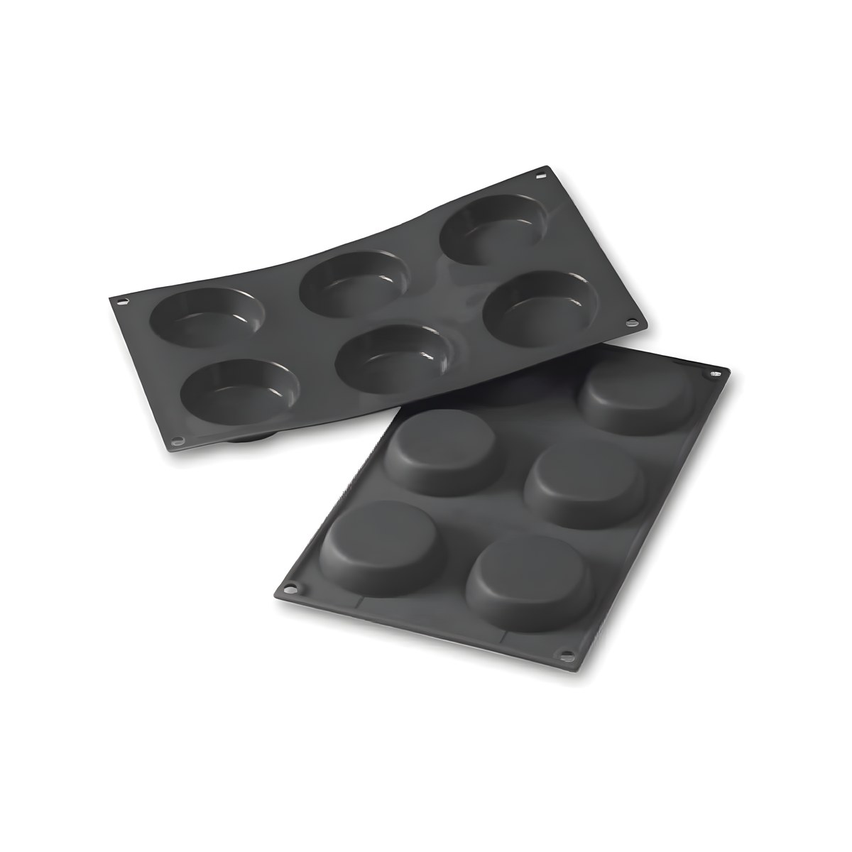 Silicone Mold 30x17.6cm Flan Black 6 Compartments ø7x1.7cm Martellato black Flan silicone mold with 6 compartments, 30x17.6 cm