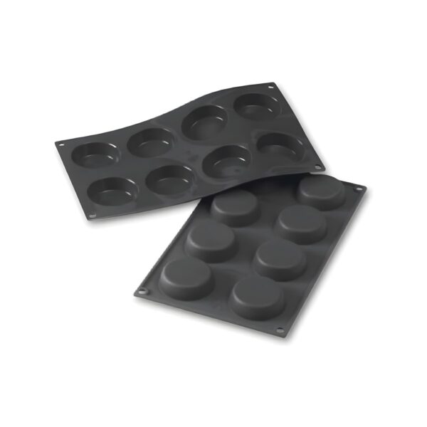 Black Martellato silicone flan mould with 8 cavities, 30x17.6 cm