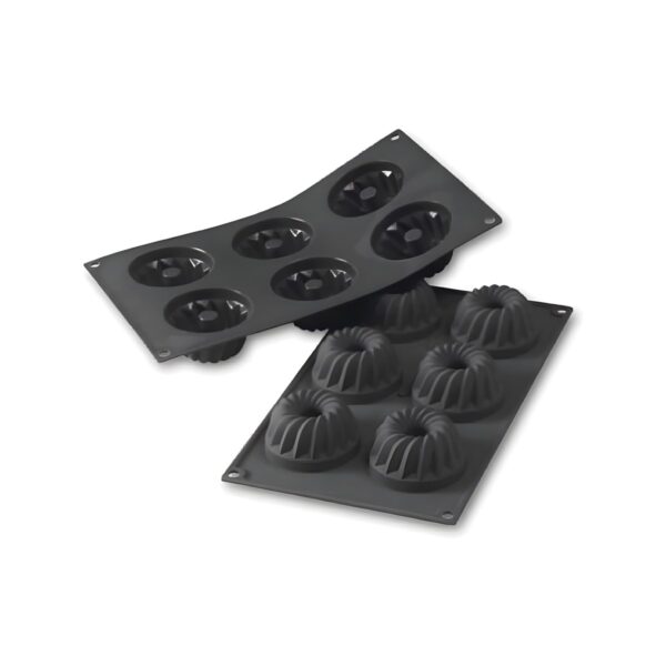 Martellato Gugelhopf black silicone mold with 6 compartments, 30x17.6 cm