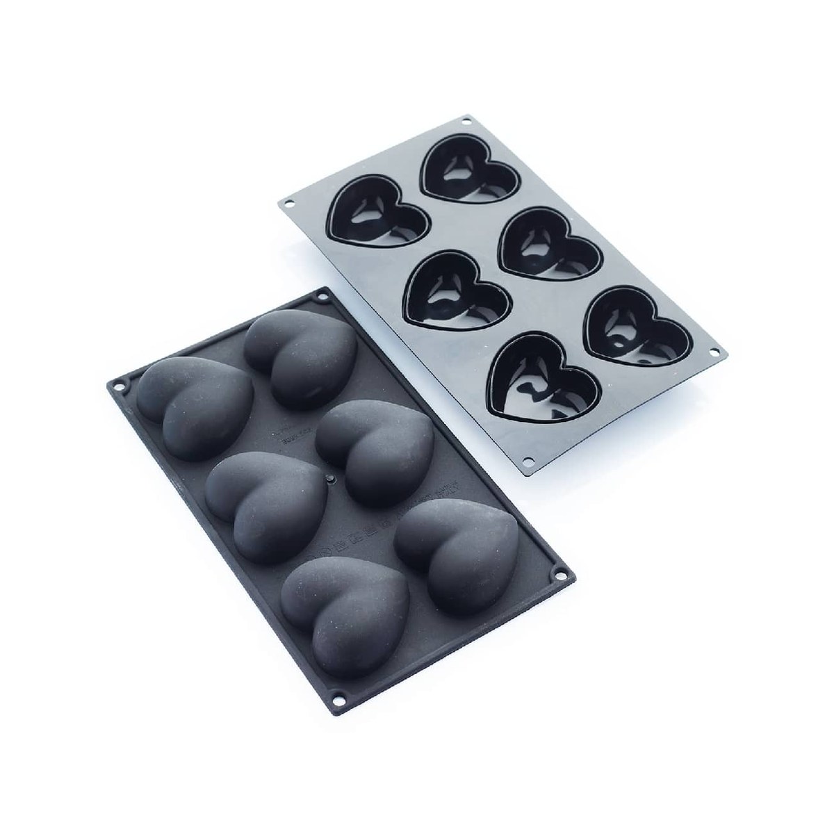 Silicone Mold 30x17.6cm Heart Black 6 Compartments ø7.5x7x3cm Martellato Heart black silicone mold with 6 compartments, 30x17.6 cm
