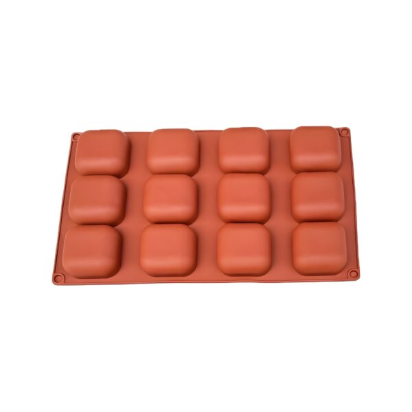 Red silicone mold with 12 Cube slots, 30x17.6 cm