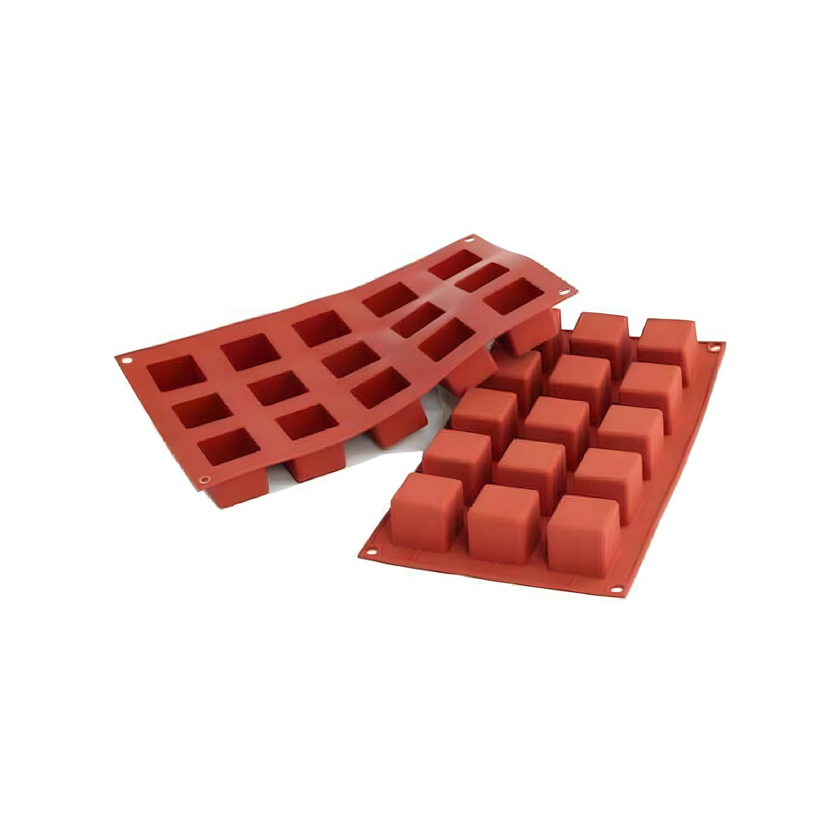 Φόρμα Σιλικόνης 30x17.6εκ Κόκκινη 15 Θέσεων Cube ø3εκ Υ3εκ Κόκκινη φόρμα σιλικόνης 15 θέσεων για κυβικά γλυκά, 30x17,6 εκ.