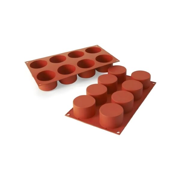Red 8-slot cylinder silicone mold, 30x17.6 cm
