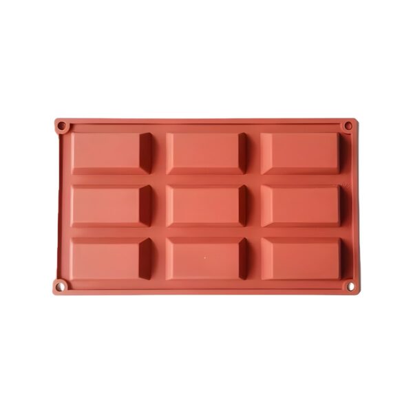 Red 9-slot Financier silicone mold, 30x17.6 cm