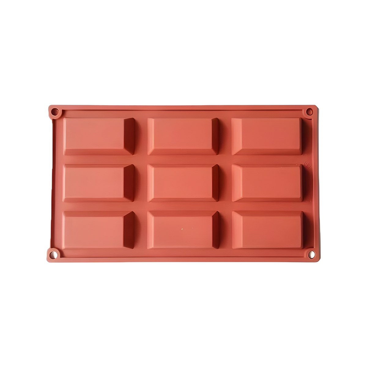 Silicone Mold 30x17.6cm Red Financier 9 Slots 8×4×1.2cm Red 9-slot Financier silicone mold, 30x17.6 cm
