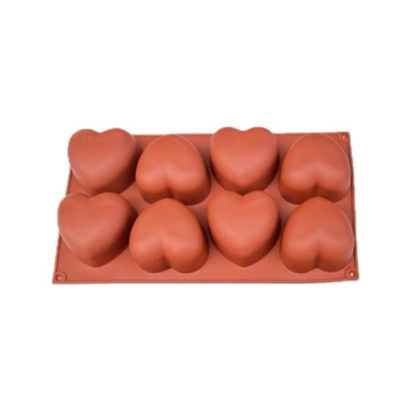 Red silicone mold with Heart slots, 30x17.6 cm