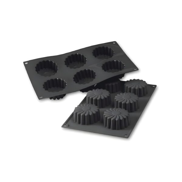 Martellato Marguerite black silicone mold with 6 compartments, 30x17.6 cm