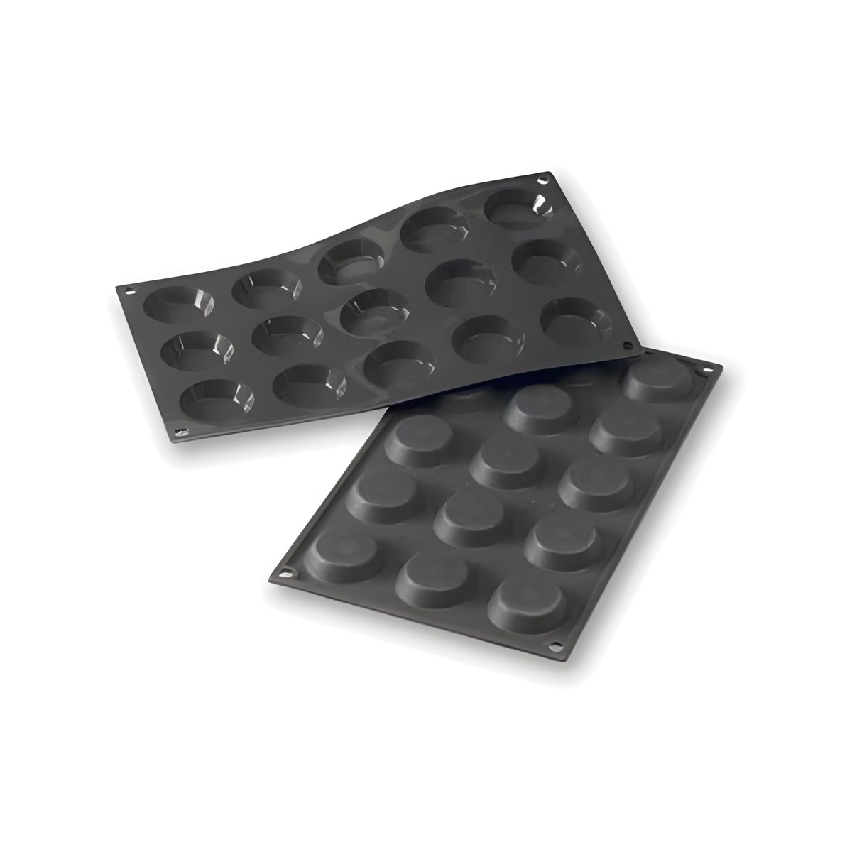Silicone Mold 30x17.6cm Mini Tartelette Black 15 Compartments ø4.5cm H1cm Martellato black Mini Tartelette silicone mold with 15 compartments, 30x17.6 cm