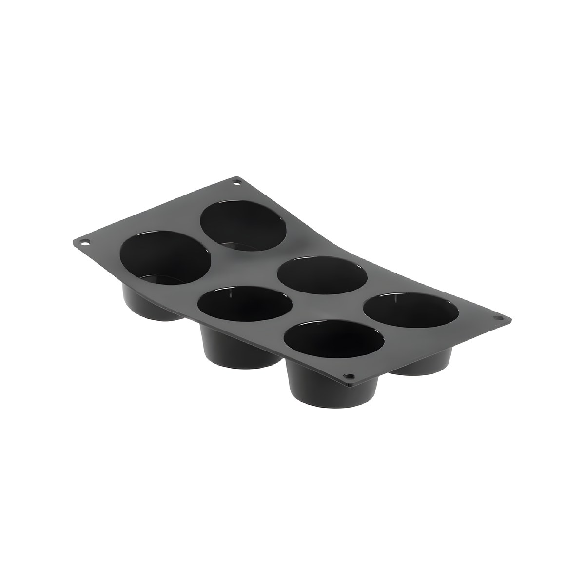 Silicone Mold 30x17.6cm Muffin Large Black 6 Slots ø7x4cm Black Martellato silicone mould for large muffins with 6 cavities, 30x17.6 cm