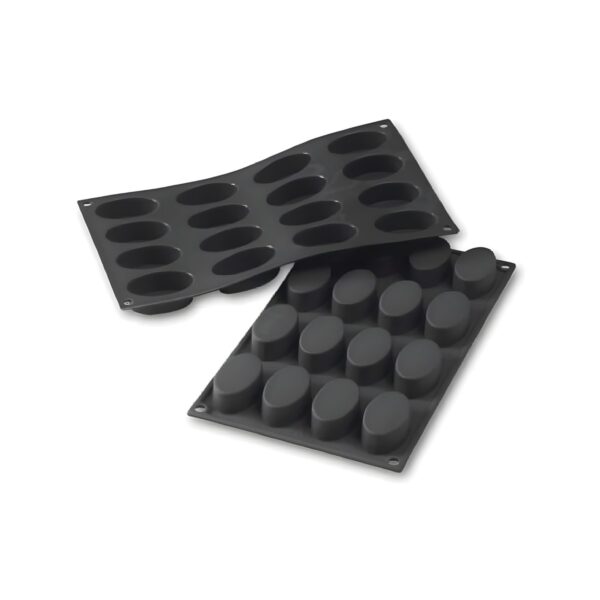 Martellato black oval silicone mold with 16 compartments, 30x17.6 cm