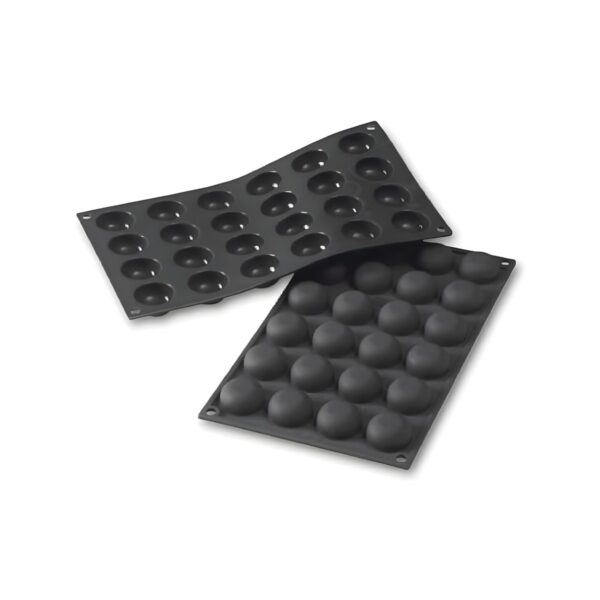Martellato black Pomponette silicone mold with 24 compartments, 30x17.6 cm