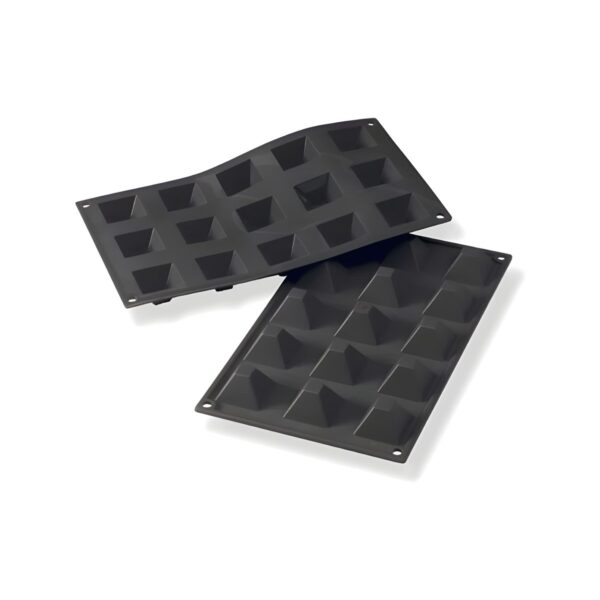 Martellato Pyramid black silicone mold with 15 compartments, 30x17.6 cm