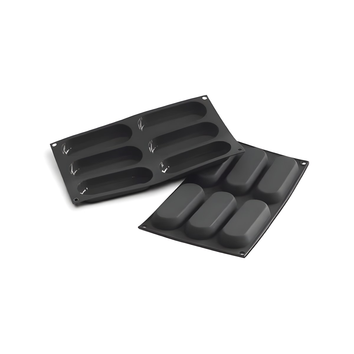 Silicone Mold 30x17.6cm Savoiardo Black 6 Compartments 13x5x2cm Martellato Savoiardo black silicone mold with 6 compartments, 30x17.6 cm
