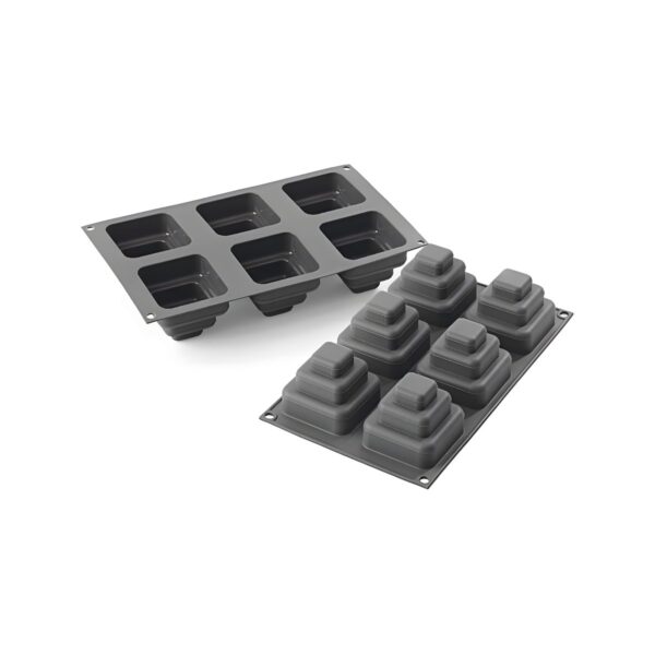 Μαύρη φόρμα σιλικόνης Martellato Square Cakes με 6 θέσεις, 30x17,6 εκ.