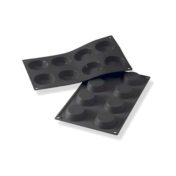 Martellato black Tartelette silicone mold with 8 compartments, 30x17.6 cm