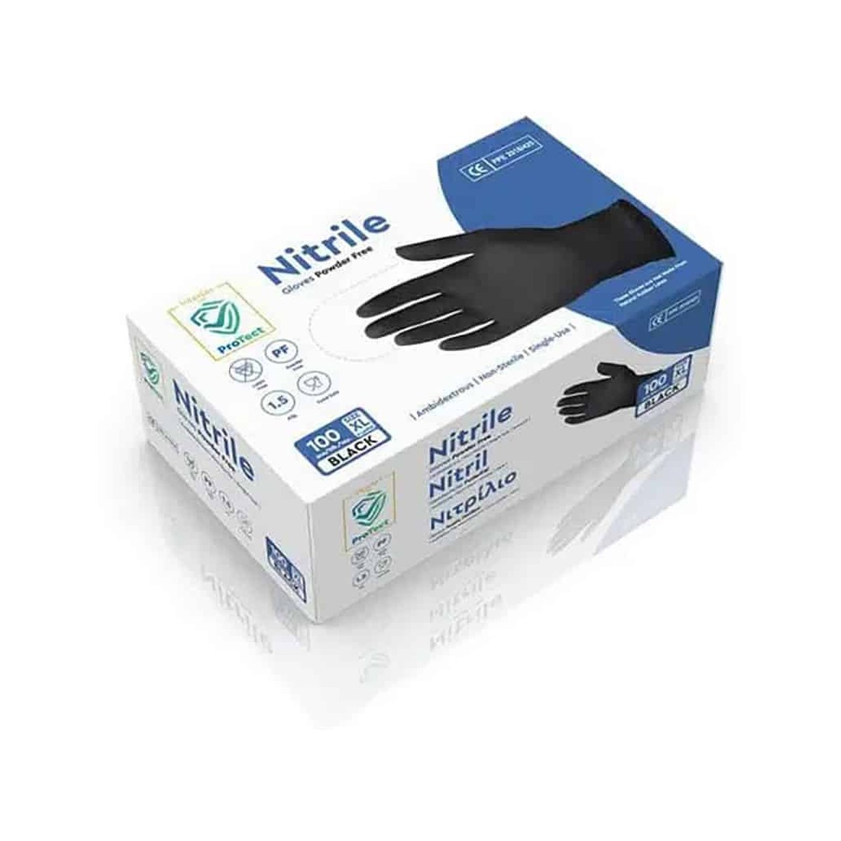 Black Nitrile Gloves Powder Free PPE Cat I – X-Large 100pcs Black powder-free nitrile gloves, size X-Large, 100 pcs