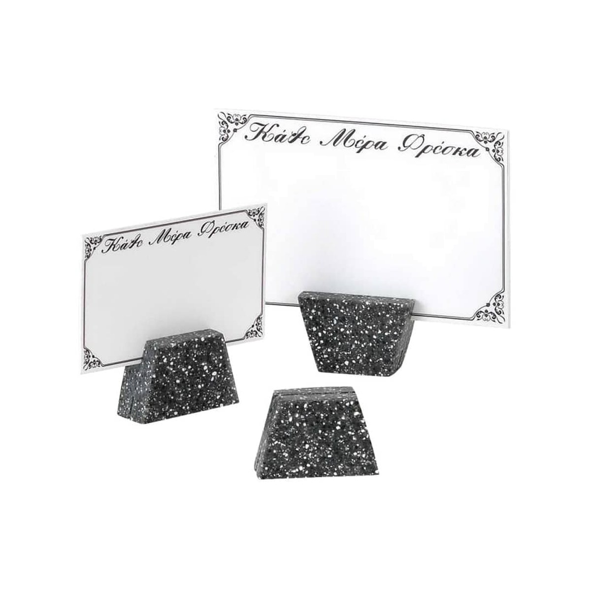 Granite Triangular Black Card Stand Without Card-Package Of 3pcs HMT03-BK Garibaldi triangular black granite card stand