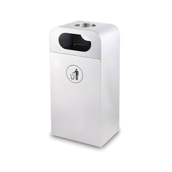 Heavy-duty stainless steel bin and ashtray, 80 litres, 38x33x87 cm