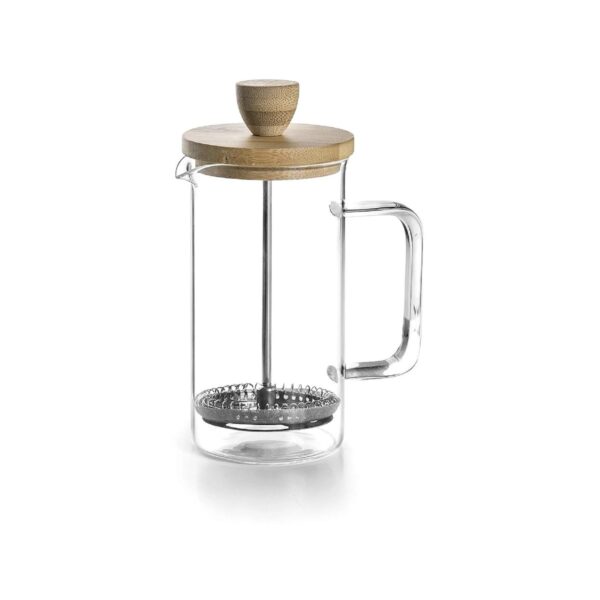 Glass coffee maker with plunger and wooden details, 350 ml