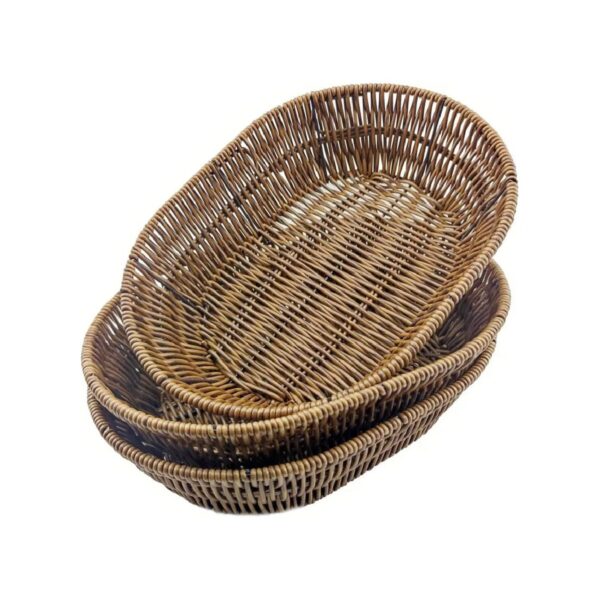 Oval rattan basket in dark brown, 26x17.5x6 cm