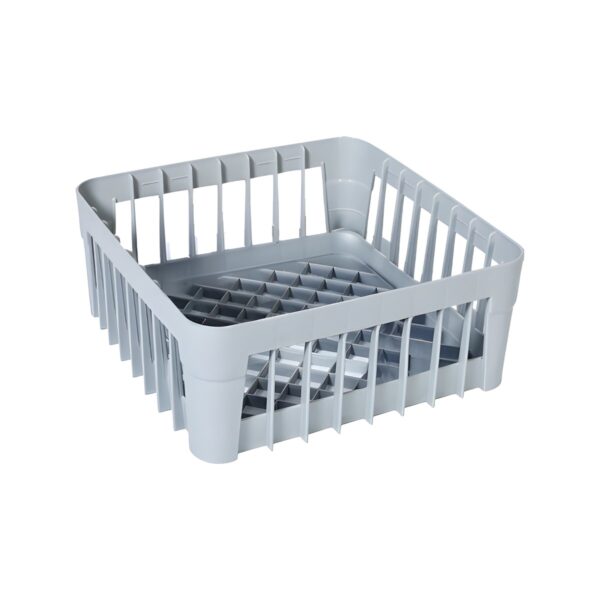 Grey plastic multi-purpose dishwasher basket, 35x35 cm