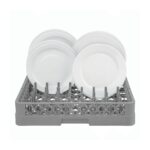 TEMNO Professional Plate Dishwasher Rack 64 Pegs Grey 50x50cm - Image 5
