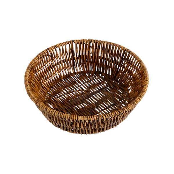 Round rattan basket in dark brown, 22.5 cm diameter