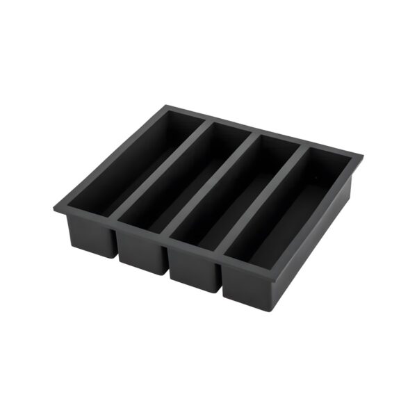 Rectangular 4-compartment silicone ice mold with lid, 13x3.5 cm