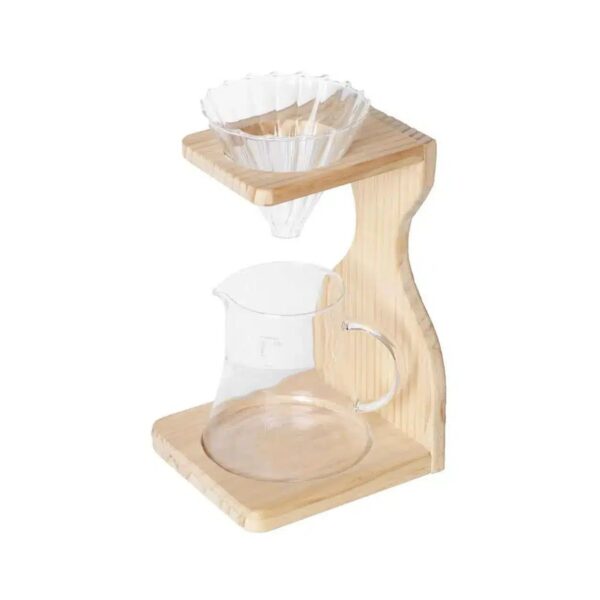 Glass coffee brew jug with wooden base, 0.65 litre