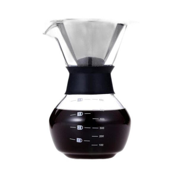 Γυάλινη κανάτα εκχύλισης καφέ pour over με φίλτρο, 600 ml