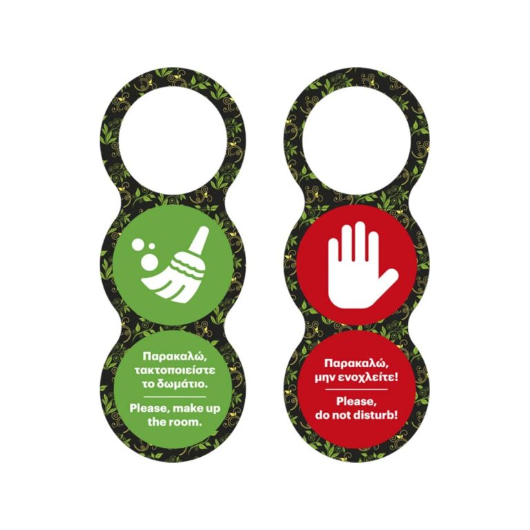 Black plasticized 2-sided room door tab, 20 cm, set of 10 pieces