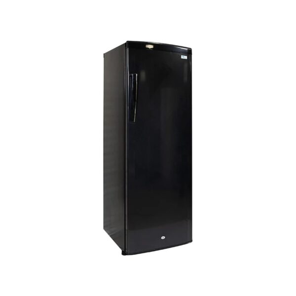 Black upright freezer with 7 drawers, 310 litres