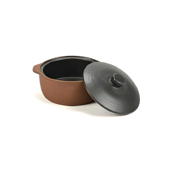 Dark grey Terra terracotta casserole with lid, Ø12x5 cm