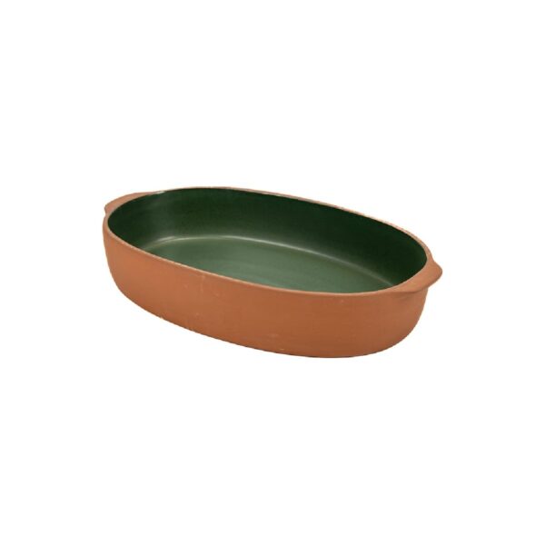 Green Terra terracotta oval casserole, 27x17 cm
