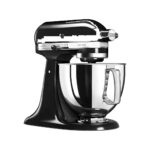 Μαύρο μίξερ KitchenAid Artisan με ανοξείδωτο κάδο 4,8 λίτρων και 4 εξαρτήματα