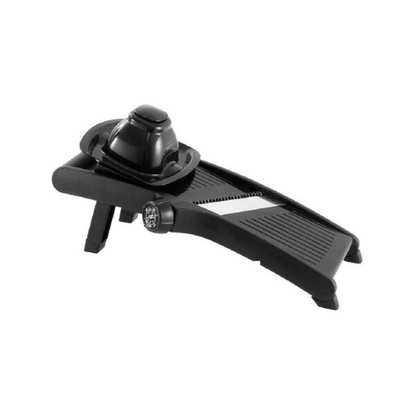 Black adjustable ABS and stainless steel mandolin cutter with 6 blades