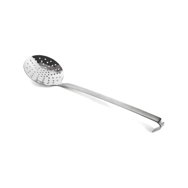 18/10 stainless steel monoblock perforated ladle, 8 cm diameter, 3.5 mm thick
