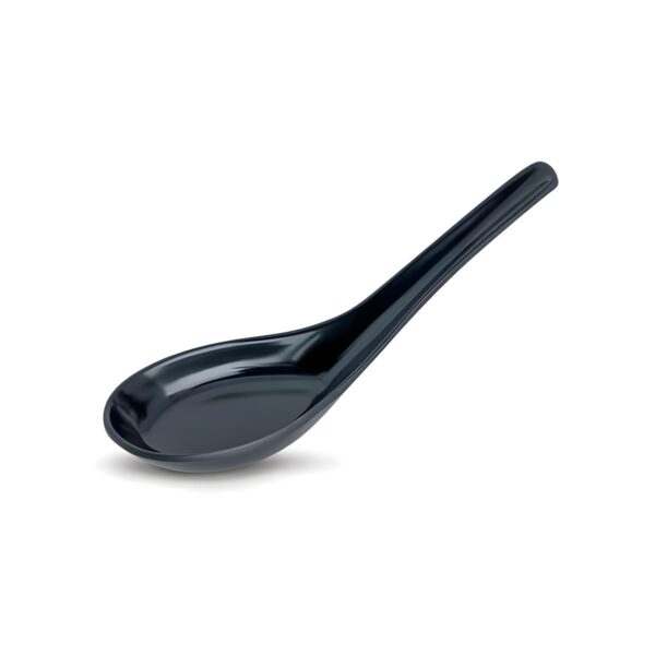 Black melamine serving spoon, 13x4 cm