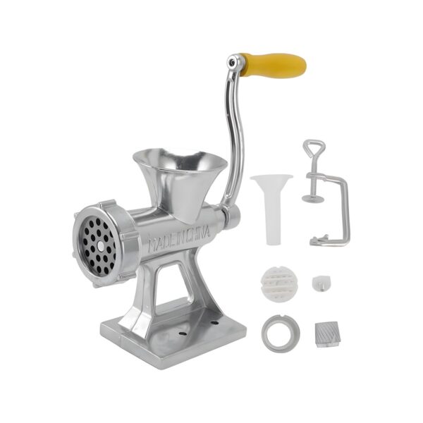 Aluminium manual meat grinder with wooden handle