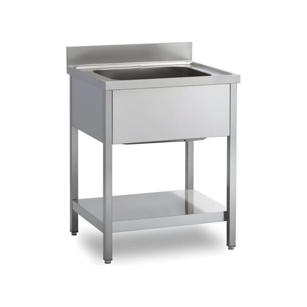 Open single stainless steel sink unit, 60x70x95 cm with 40x50x25 cm bowl
