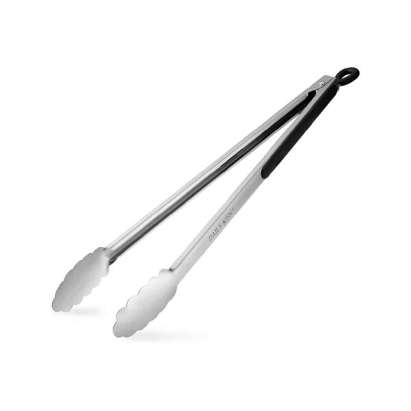 Heavy duty stainless steel pine cone tongs with safety, 27 cm