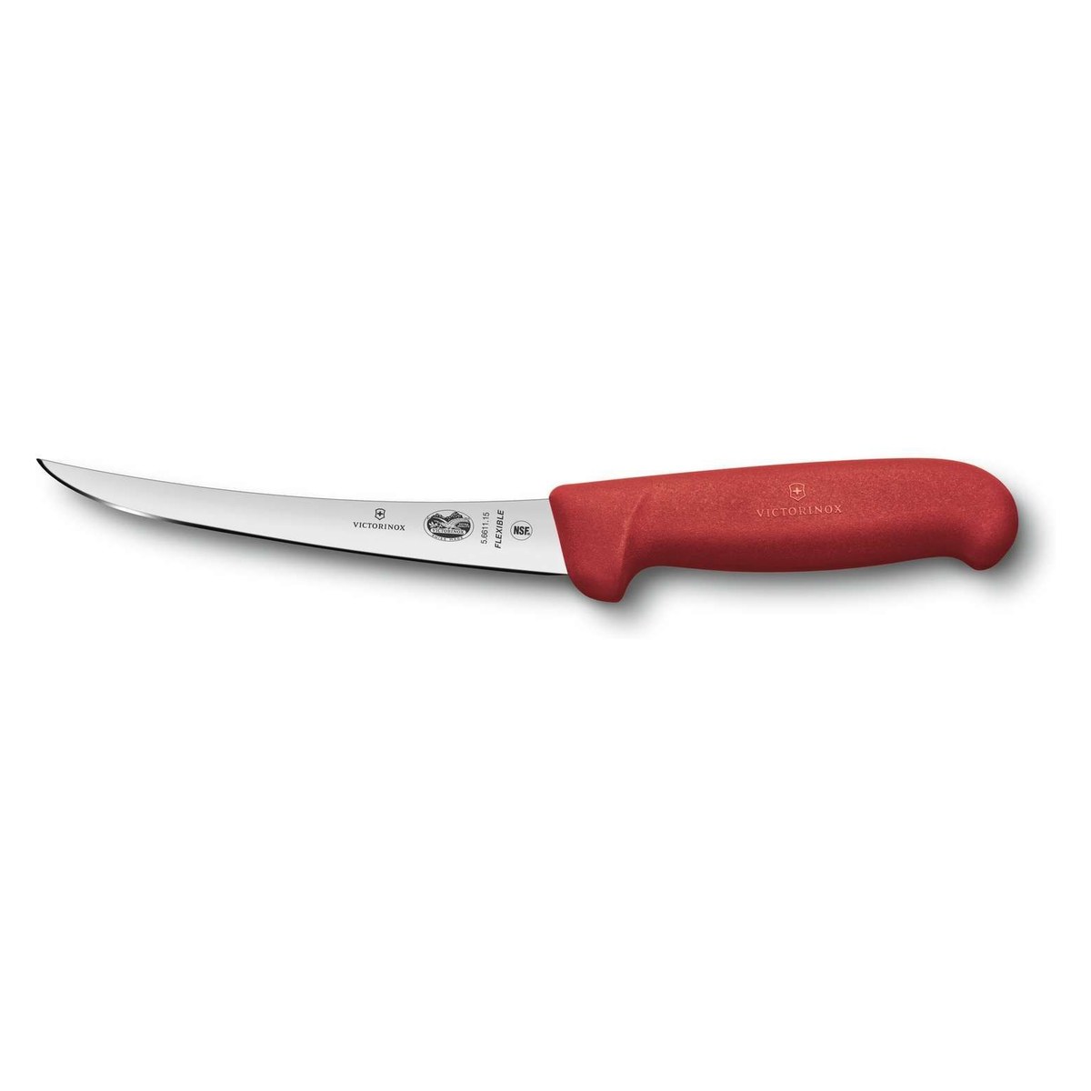 15cm Boning Knife With Curved Flexible Fibrox Handle Victorinox Victorinox Fibrox boning knife with curved flexible blade and red handle, 15 cm