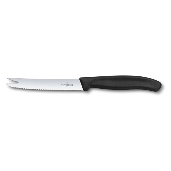Οδοντωτό μαχαίρι τυριού Victorinox Swiss Classic με μαύρη λαβή και λάμα 11 εκ.