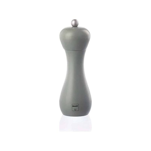 Grey Bisetti Rimini wooden salt mill, 18.5 cm tall