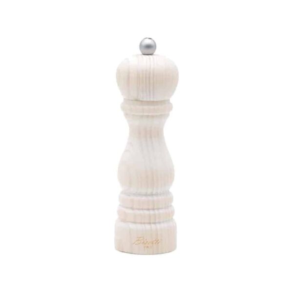 Bisetti White Avory wooden salt mill, 19 cm tall